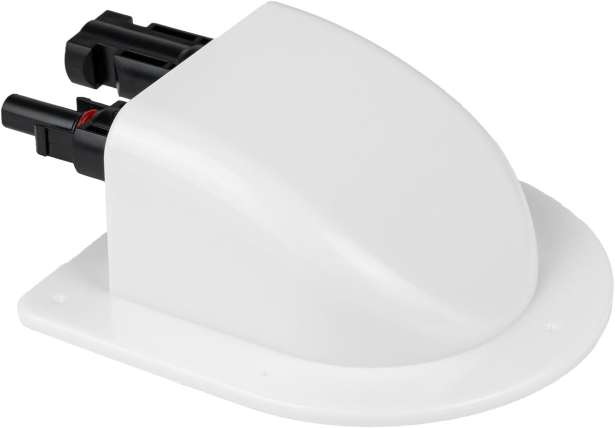 Solar Cable Entry Gland with 10Awg Copper Solar Cable and Solar Connector UV Resistance Dual Cable Entry Housing for Solar RV Boats Yacht Roofs (White 20FT)