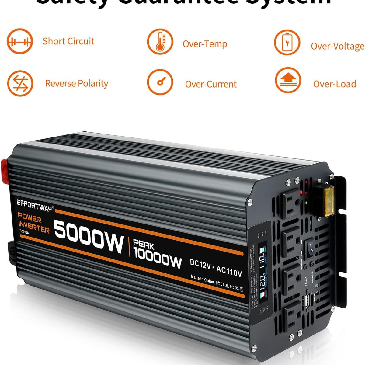 EFFORWAY Pure Sine Wave Power Inverter – High-Efficiency DC to AC Converter for Home, RV & Off-Grid Use