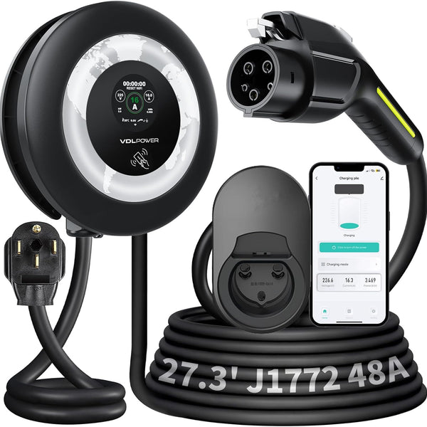 Level 2 EV Charger 11.5kW / 50A Wall-Mounted Home Charging Station with Smart App, NFC & 27.3ft J1772 Cable (NEMA 14-50)