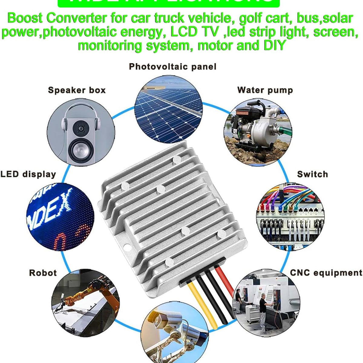 12V to 48V Boost Converter 12 Volt to 48V 288W 6A Step Up Converter Voltage Regulator for Golf Carts, Club Car, Solar System, RV, LED Lights