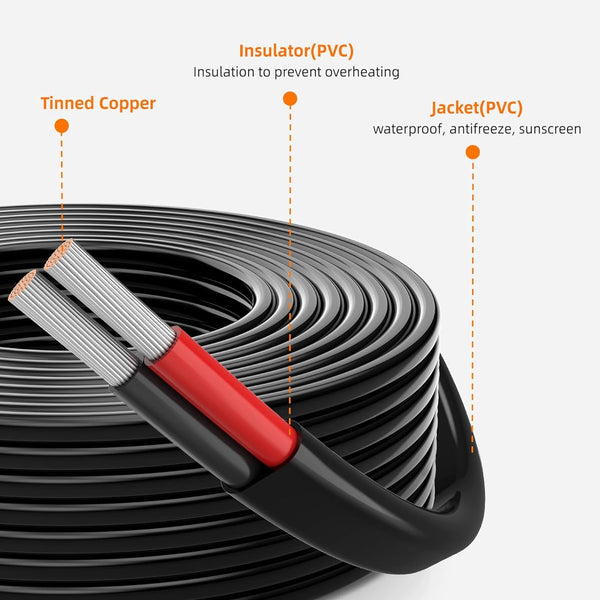 14 Gauge Wire, 14 AWG 2 Conductor Electrical Wire, Flexible/Oxygen-Free Tinned Copper/Stranded PVC 14/2 Cord for Automotive, Marine, LED Strips, Solar, RV, Lighting (100FT)
