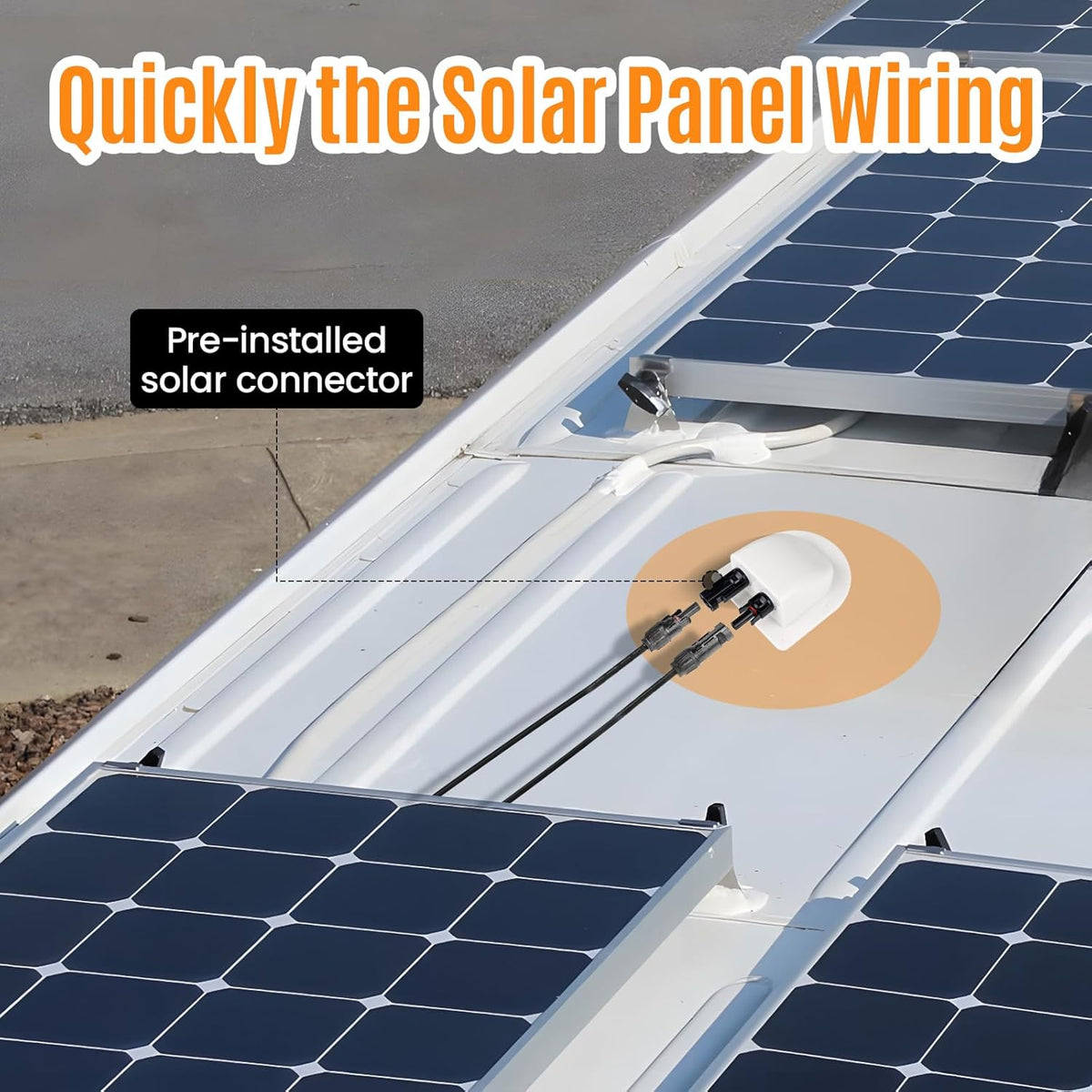 Solar Cable Entry Gland with 10Awg Copper Solar Cable and Solar Connector UV Resistance Dual Cable Entry Housing for Solar RV Boats Yacht Roofs (White 20FT)