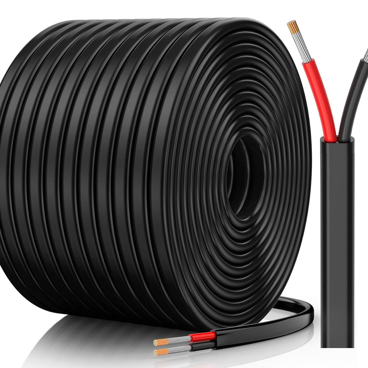 14 Gauge Wire, 14 AWG 2 Conductor Electrical Wire, Flexible/Oxygen-Free Tinned Copper/Stranded PVC 14/2 Cord for Automotive, Marine, LED Strips, Solar, RV, Lighting (100FT)