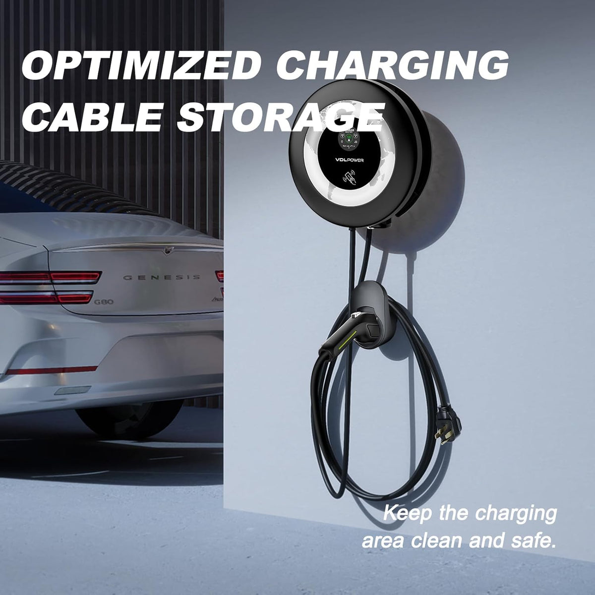 Level 2 EV Charger 11.5kW / 50A Wall-Mounted Home Charging Station with Smart App, NFC & 27.3ft J1772 Cable (NEMA 14-50)
