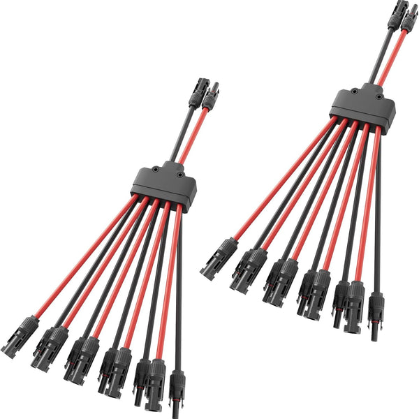 Solar Panel Connector 10 to 2 Solar Y Branch Connectors PV Panels Parallel Connectors Kit Adapter Waterproof Wire Plug Tool for Solar Panel(2 Pcak MF/FFFFFMMMMM)