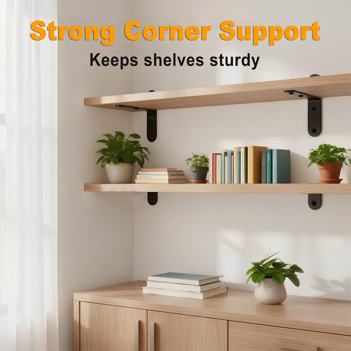 24PCS Stainless Steel L Brackets, Heavy Duty Corner Braces for Wood Furniture & Shelves, 5-Size Black Metal Angle Brackets with Screws(0.79/1.2/1.4/1.57/1.97inch)