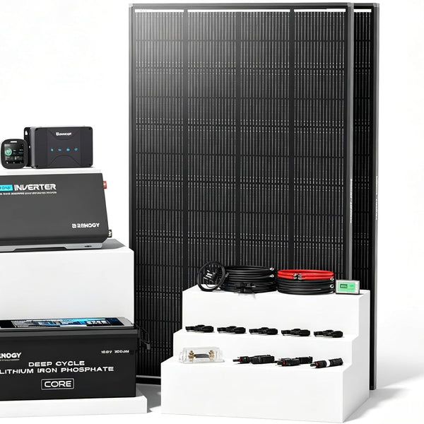 Renogy ShadowFlux™ RV Solution Solar Panel Kit 2.56kWh, 2PCS 200W ShadowFlux Solar Panel, Rover 40A MPPT Charge Controller, 12V 200Ah Battery with Bluetooth &Self-Heating, 2000W Inverter, One Core