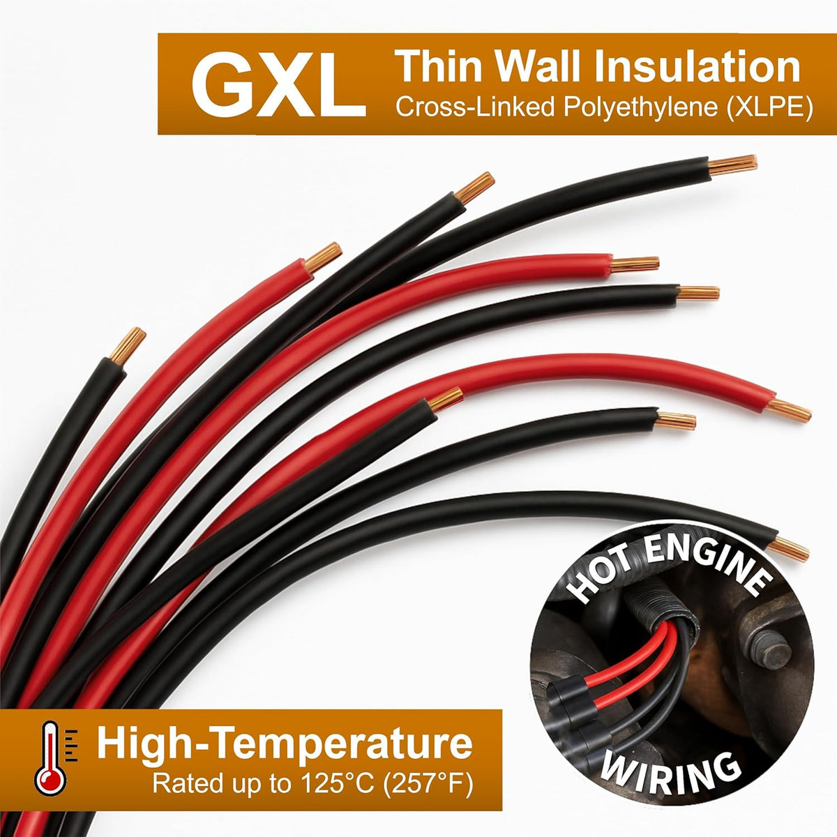MGI SpeedWare Automotive Stranded Copper Wire, Cross-Linked High-Temperature GXL (12ga - 100ft, Red)