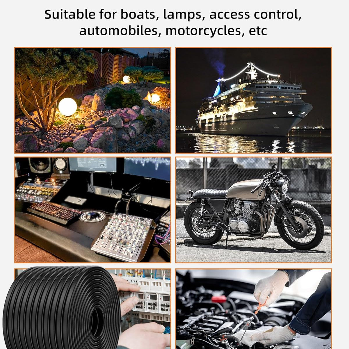 14 Gauge Wire, 14 AWG 2 Conductor Electrical Wire, Flexible/Oxygen-Free Tinned Copper/Stranded PVC 14/2 Cord for Automotive, Marine, LED Strips, Solar, RV, Lighting (100FT)