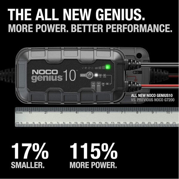 NOCO GENIUS10: 10A 6V/12V Smart Battery Charger – Automatic Maintainer, Trickle Charger & Desulfator with Overcharge Protection & Temperature Compensation – for Lead-Acid & Lithium Batteries
